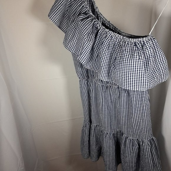 Mink Pink Wanderer Gingham One Shoulder Dress With Frill - Picture 8 of 12